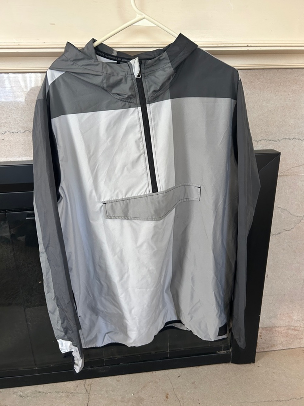 adidas Gray & Dark Gray Half-Zip Windbreaker Hooded Jacket